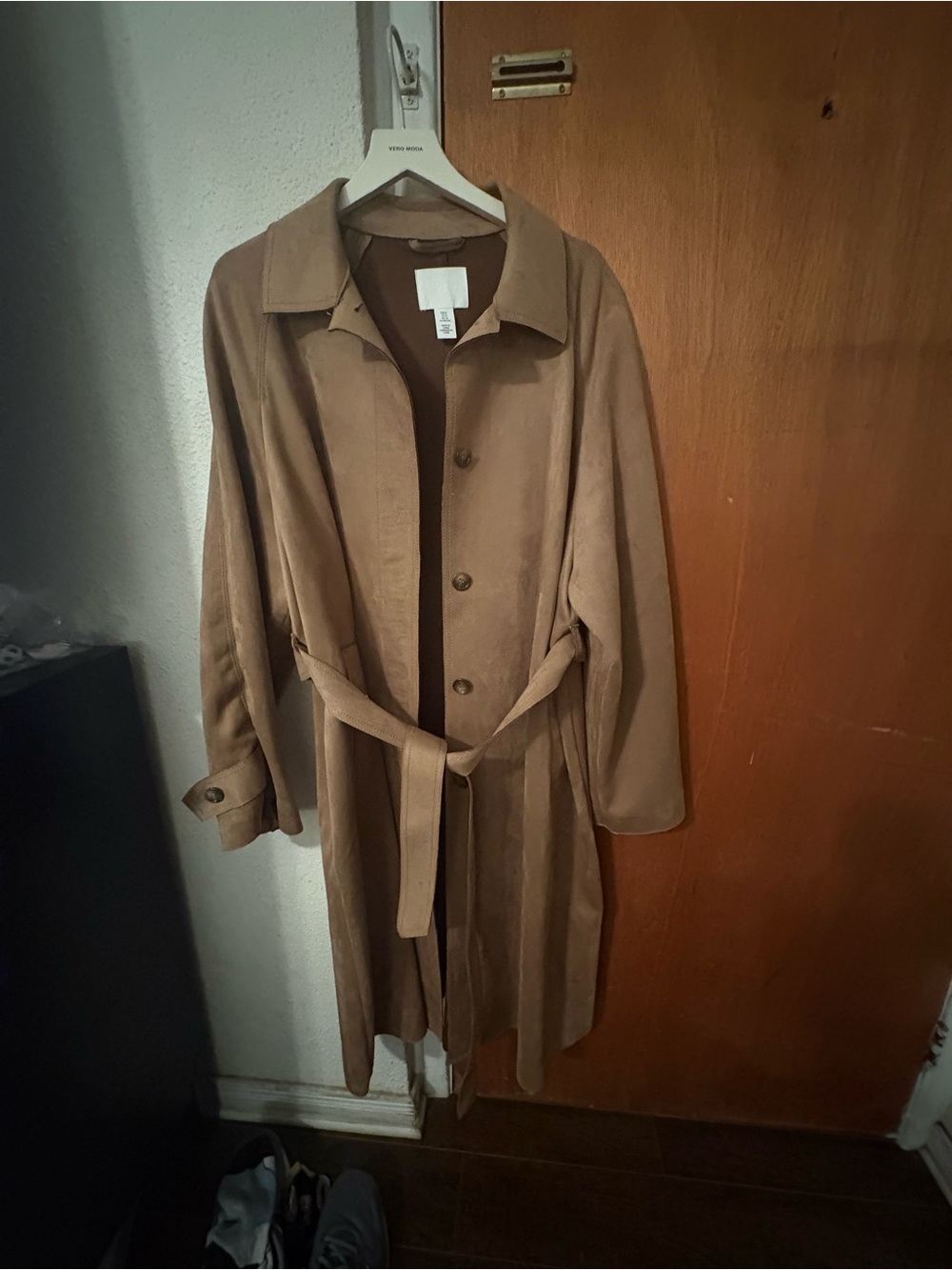 H&M long classic Belted faux suede Trench Coat - Women